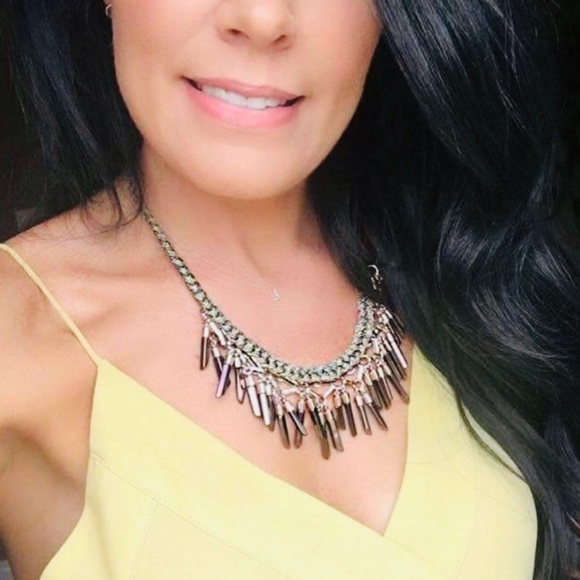 :: S&D Bronze/Rose Bora Fringe Statement Necklace - Picture 6 of 8